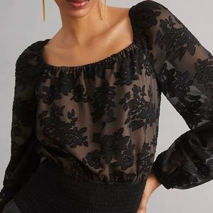 Current Air Smocked Lace Blouse @ Anthropologie **NWT**